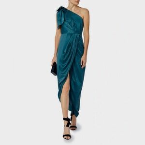 Zimmermann 100% Silk Bow Bodice Long Dress in Turquoise/teal, size 0. Worn once